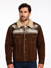 Scully 1015-86 Mens Boar Suede Western Jean Jacket Chocolate front view. If you need any assistance with this item or the purchase of this item please call us at five six one seven four eight eight eight zero one Monday through Saturday 10:00a.m EST to 8:00 p.m EST