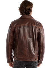 Scully 1055-116 Mens Leather Jean Jacket Cognac back view. If you need any assistance with this item or the purchase of this item please call us at five six one seven four eight eight eight zero one Monday through Saturday 10:00a.m EST to 8:00 p.m EST