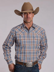 Stetson 11-001-0478-6069 Mens Dobby Plaid Western Shirt Grey front view. If you need any assistance with this item or the purchase of this item please call us at five six one seven four eight eight eight zero one Monday through Saturday 10:00a.m EST to 8:00 p.m EST
