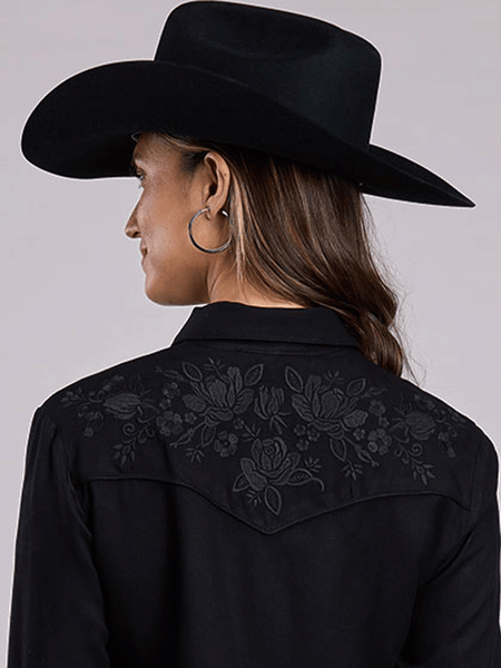 Stetson 11-050-0565-7073 Womens Embroidery Western Shirt Black back view. If you need any assistance with this item or the purchase of this item please call us at five six one seven four eight eight eight zero one Monday through Saturday 10:00a.m EST to 8:00 p.m EST