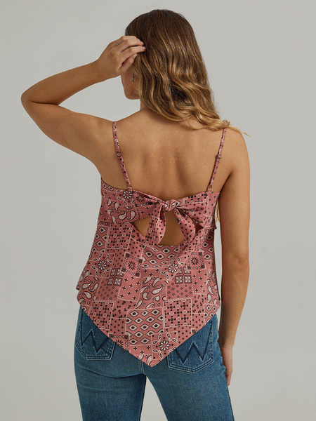 Wrangler 112344851 Womens Retro Punchy Sleeveless Top Burgundy back view. If you need any assistance with this item or the purchase of this item please call us at five six one seven four eight eight eight zero one Monday through Saturday 10:00a.m EST to 8:00 p.m EST