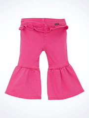 Wrangler 112356591 Infants Ruffle Leg Flare Jean Fuchsia back view. If you need any assistance with this item or the purchase of this item please call us at five six one seven four eight eight eight zero one Monday through Saturday 10:00a.m EST to 8:00 p.m EST