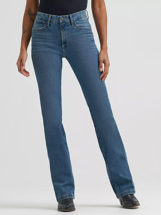 Wrangler 112359279 Womens Bespoke High Rise Bootcut Jean Ada front view. If you need any assistance with this item or the purchase of this item please call us at five six one seven four eight eight eight zero one Monday through Saturday 10:00a.m EST to 8:00 p.m EST
