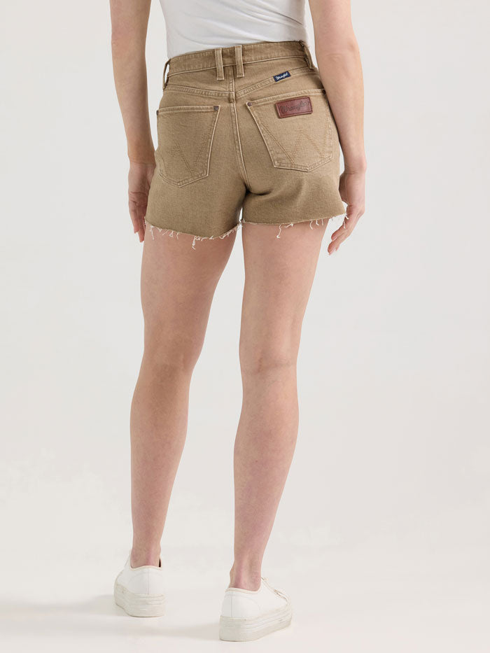 Wrangler 112359357 Womens Retro High Rise Cowboy Short Frankie Tan front view. If you need any assistance with this item or the purchase of this item please call us at five six one seven four eight eight eight zero one Monday through Saturday 10:00a.m EST to 8:00 p.m EST