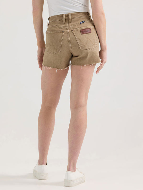 Wrangler 112359357 Womens Retro High Rise Cowboy Short Frankie Tan back view. If you need any assistance with this item or the purchase of this item please call us at five six one seven four eight eight eight zero one Monday through Saturday 10:00a.m EST to 8:00 p.m EST