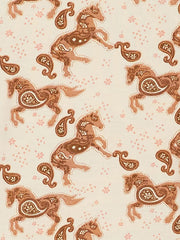 Wrangler 112359425 Infants Paisley Horse Print Bodysuit Beige close up. If you need any assistance with this item or the purchase of this item please call us at five six one seven four eight eight eight zero one Monday through Saturday 10:00a.m EST to 8:00 p.m EST