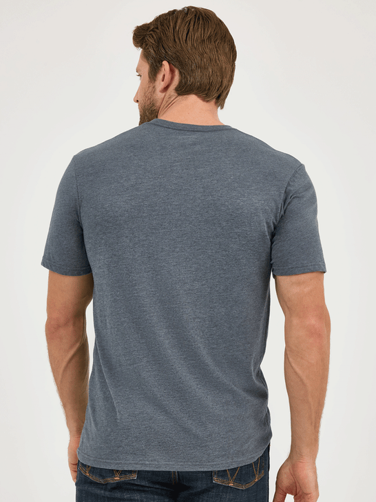 Wrangler 112361069 Mens Willie Nelson Graphic T-Shirt Asphalt Grey back view. If you need any assistance with this item or the purchase of this item please call us at five six one seven four eight eight eight zero one Monday through Saturday 10:00a.m EST to 8:00 p.m EST