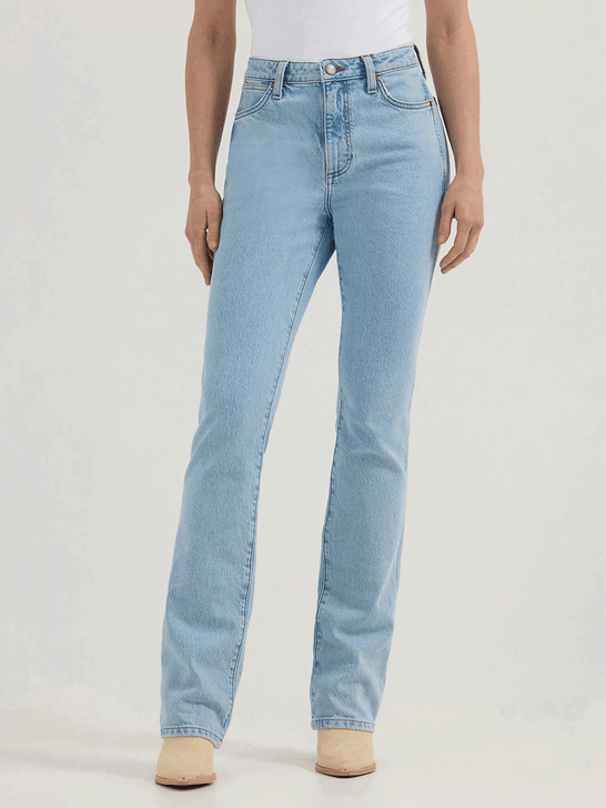 Wrangler 112364570 Womens Retro Bailey High Rise Bootcut Jean Lila front view. If you need any assistance with this item or the purchase of this item please call us at five six one seven four eight eight eight zero one Monday through Saturday 10:00a.m EST to 8:00 p.m EST
