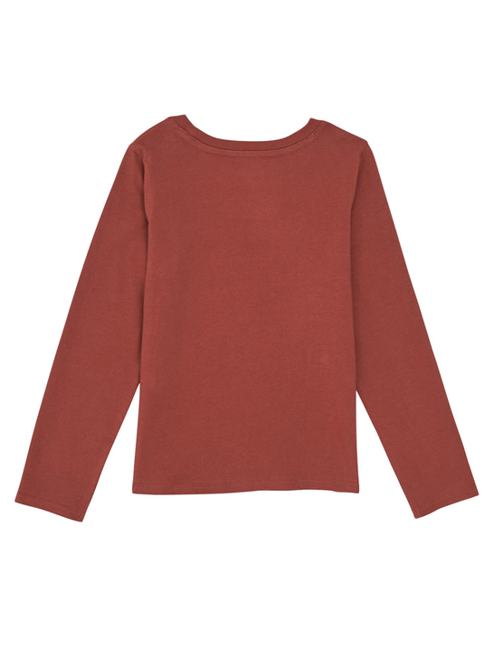 Wrangler 112367400 Girls Long Sleeve Graphic T-Shirt Brown back view. If you need any assistance with this item or the purchase of this item please call us at five six one seven four eight eight eight zero one Monday through Saturday 10:00a.m EST to 8:00 p.m EST