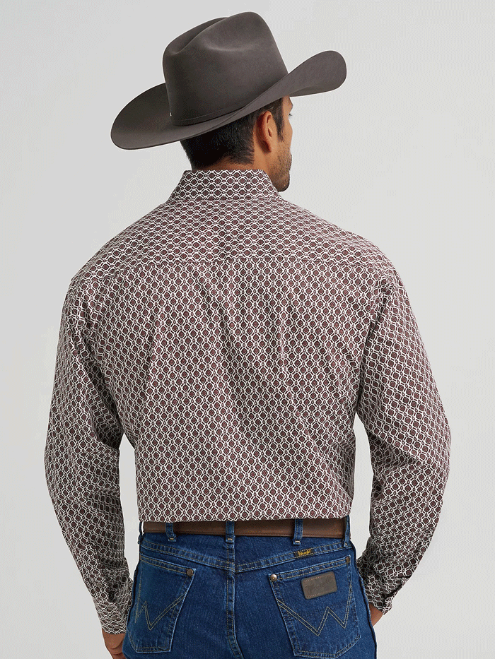 Wrangler 112368211 Mens George Strait Collection Long Sleeve Shirt Brown front view.If you need any assistance with this item or the purchase of this item please call us at five six one seven four eight eight eight zero one Monday through Saturday 10:00a.m EST to 8:00 p.m EST