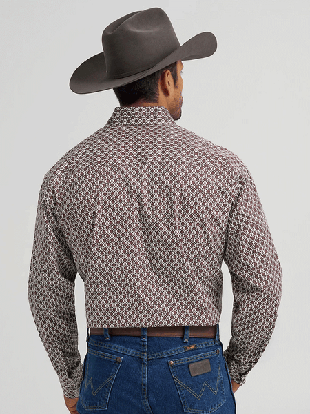 Wrangler 112368211 Mens George Strait Collection Long Sleeve Shirt Brown back view.If you need any assistance with this item or the purchase of this item please call us at five six one seven four eight eight eight zero one Monday through Saturday 10:00a.m EST to 8:00 p.m EST