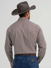 Wrangler 112368211 Mens George Strait Collection Long Sleeve Shirt Brown back view.If you need any assistance with this item or the purchase of this item please call us at five six one seven four eight eight eight zero one Monday through Saturday 10:00a.m EST to 8:00 p.m EST