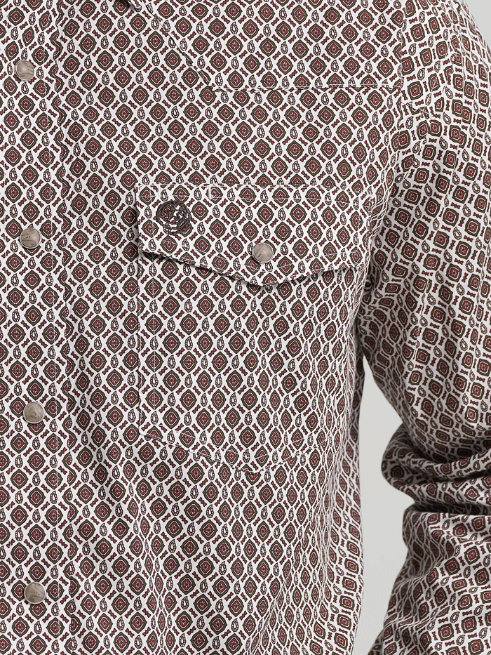 Wrangler 112368211 Mens George Strait Collection Long Sleeve Shirt Brown front view.If you need any assistance with this item or the purchase of this item please call us at five six one seven four eight eight eight zero one Monday through Saturday 10:00a.m EST to 8:00 p.m EST