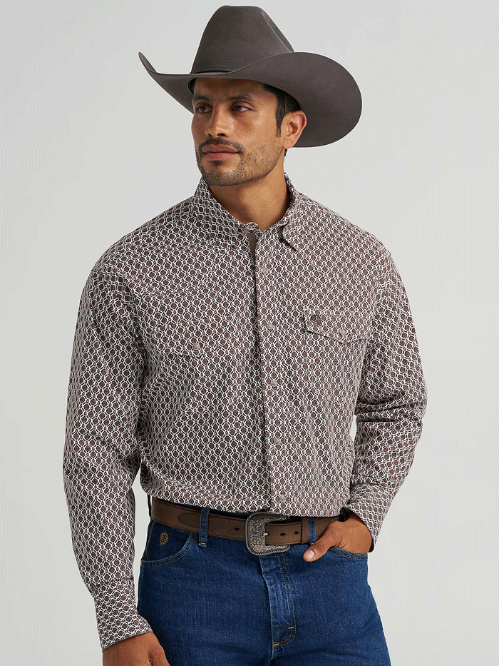 george men's long sleeve dress shirt WRANGLER- MEN'S GEORGE STRAIT LONG SLEEVE BUTTON DOWN SHIRT IN STEEL BLUE