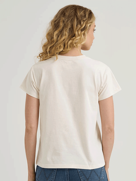 Wrangler 112368864 Womens Graphic Retro Regular Fit Tee Cream back view.If you need any assistance with this item or the purchase of this item please call us at five six one seven four eight eight eight zero one Monday through Saturday 10:00a.m EST to 8:00 p.m EST