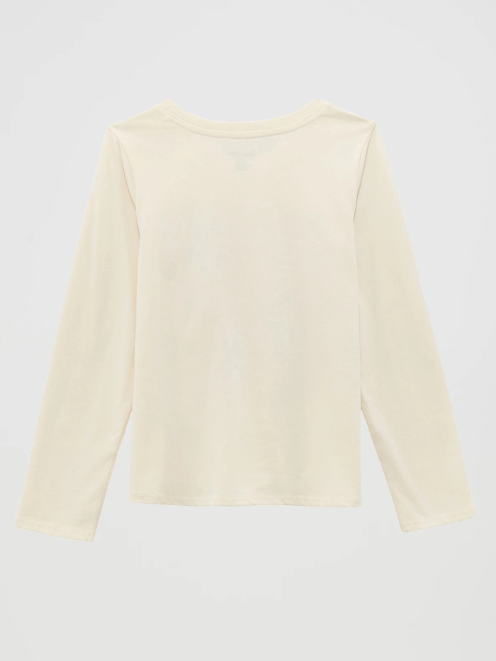 Wrangler 112371903 Girls Long Sleeve Graphic T-Shirt Ivory front view. If you need any assistance with this item or the purchase of this item please call us at five six one seven four eight eight eight zero one Monday through Saturday 10:00a.m EST to 8:00 p.m EST