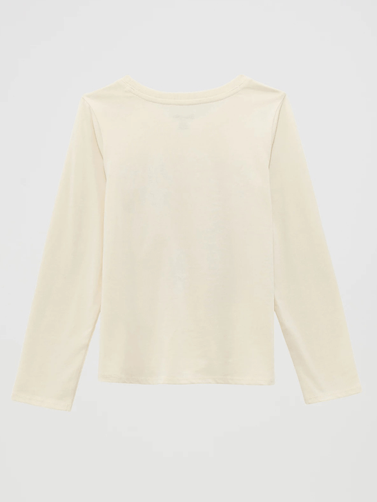 Wrangler 112371903 Girls Long Sleeve Graphic T-Shirt Ivory back view. If you need any assistance with this item or the purchase of this item please call us at five six one seven four eight eight eight zero one Monday through Saturday 10:00a.m EST to 8:00 p.m EST