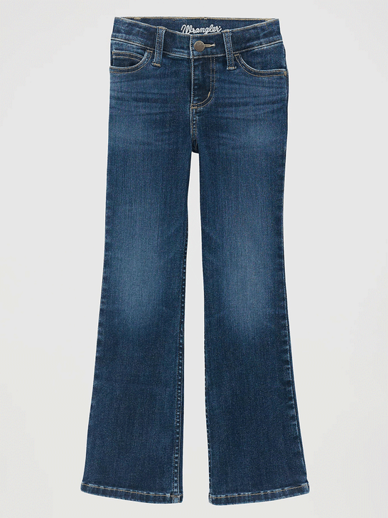 Wrangler 112371933 Girls Bespoke Bootcut Jean Lacey Navy front view. If you need any assistance with this item or the purchase of this item please call us at five six one seven four eight eight eight zero one Monday through Saturday 10:00a.m EST to 8:00 p.m EST
