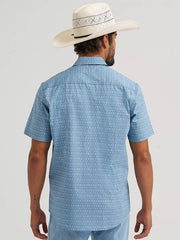 Wrangler 112375142 Mens All Terrain Gear Hike Short Sleeve Shirt Ombre Blue back view. If you need any assistance with this item or the purchase of this item please call us at five six one seven four eight eight eight zero one Monday through Saturday 10:00a.m EST to 8:00 p.m EST
