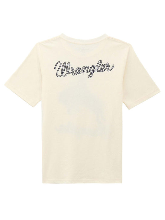 Wrangler 112375845 Kids Short Sleeve Graphic T-Shirt Ivory back view. If you need any assistance with this item or the purchase of this item please call us at five six one seven four eight eight eight zero one Monday through Saturday 10:00a.m EST to 8:00 p.m EST