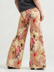 Wrangler 112382851 Womens X Lainey Wilson Cheeky Wide Leg Jean Marbled Horse back view. If you need any assistance with this item or the purchase of this item please call us at five six one seven four eight eight eight zero one Monday through Saturday 10:00a.m EST to 8:00 p.m EST