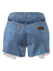 Wrangler 112382895 Womens Coors Reworked Short Beer Wash back view. If you need any assistance with this item or the purchase of this item please call us at five six one seven four eight eight eight zero one Monday through Saturday 10:00a.m EST to 8:00 p.m EST