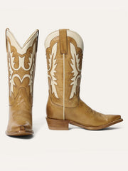Stetson 12-021-6105-1375 Womens CHEYENNE Fashion Snip Toe Boots Tan front and side view. If you need any assistance with this item or the purchase of this item please call us at five six one seven four eight eight eight zero one Monday through Saturday 10:00a.m EST to 8:00 p.m EST