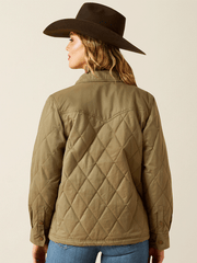 Ariat 10062813 Womens Grizzly Quilted Barn Jacket Dusky Green back view. If you need any assistance with this item or the purchase of this item please call us at five six one seven four eight eight eight zero one Monday through Saturday 10:00a.m EST to 8:00 p.m EST
