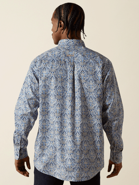 Ariat 10062237 Mens Stoney Classic Fit Shirt Royal Blue back view. If you need any assistance with this item or the purchase of this item please call us at five six one seven four eight eight eight zero one Monday through Saturday 10:00a.m EST to 8:00 p.m EST