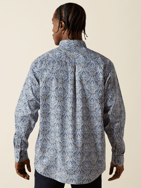 Ariat 10062237 Mens Stoney Classic Fit Shirt Royal Blue back view. If you need any assistance with this item or the purchase of this item please call us at five six one seven four eight eight eight zero one Monday through Saturday 10:00a.m EST to 8:00 p.m EST