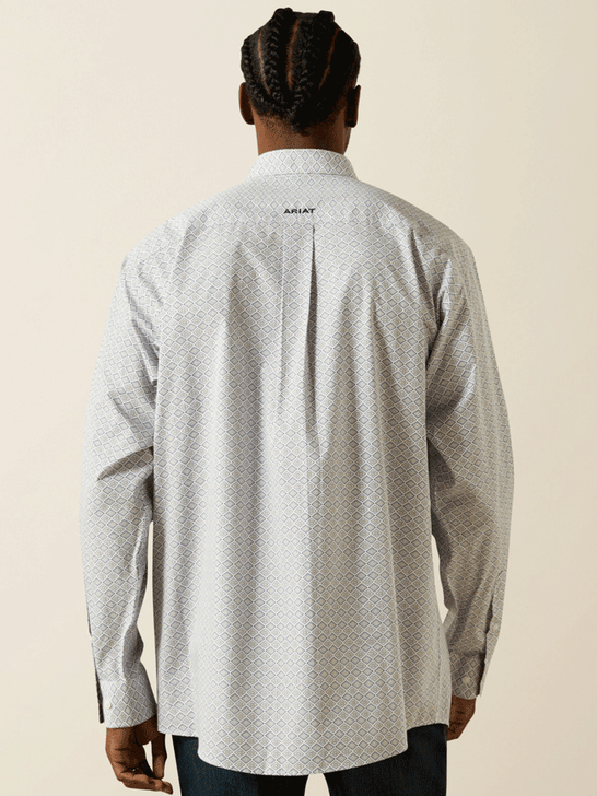 Ariat 10062193 Mens Wrinkle Free Declan Classic Fit Shirt White back view. If you need any assistance with this item or the purchase of this item please call us at five six one seven four eight eight eight zero one Monday through Saturday 10:00a.m EST to 8:00 p.m EST
