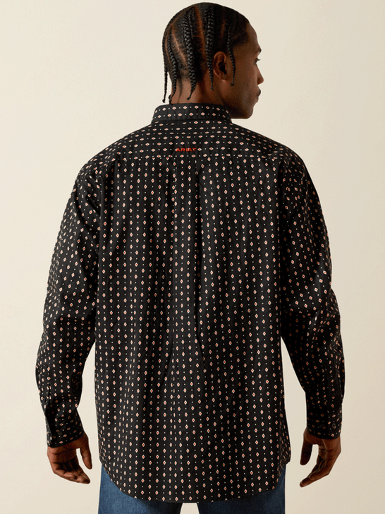Ariat 10062182 Mens Thorin Classic Fit Long Sleeve Shirt Black back view.If you need any assistance with this item or the purchase of this item please call us at five six one seven four eight eight eight zero one Monday through Saturday 10:00a.m EST to 8:00 p.m EST
