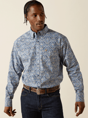 Ariat 10062237 Mens Stoney Classic Fit Shirt Royal Blue front view. If you need any assistance with this item or the purchase of this item please call us at five six one seven four eight eight eight zero one Monday through Saturday 10:00a.m EST to 8:00 p.m EST