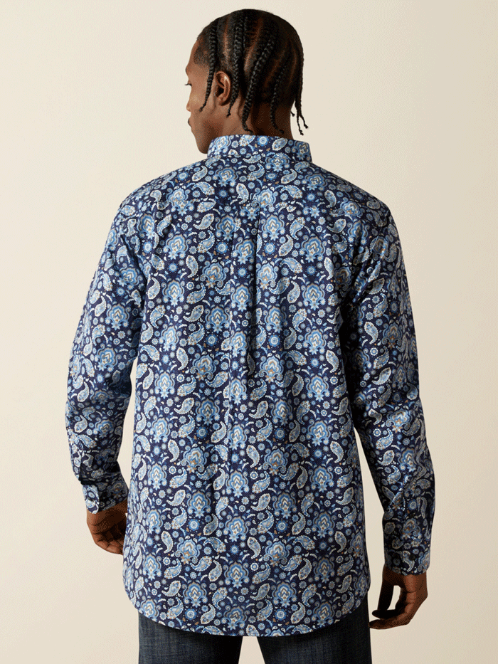 Ariat 10062244 Mens Sergio Fitted Long Sleeve Shirt Dark Blue front view. If you need any assistance with this item or the purchase of this item please call us at five six one seven four eight eight eight zero one Monday through Saturday 10:00a.m EST to 8:00 p.m EST