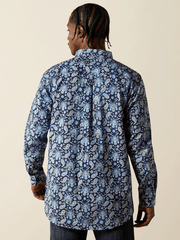 Ariat 10062244 Mens Sergio Fitted Long Sleeve Shirt Dark Blue back view. If you need any assistance with this item or the purchase of this item please call us at five six one seven four eight eight eight zero one Monday through Saturday 10:00a.m EST to 8:00 p.m EST