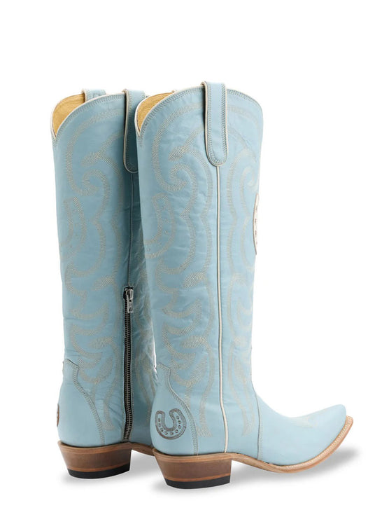 Yippee Ki Yay YL752-1  Womens WILD COUNTRY Leather Boot Blue side back view. If you need any assistance with this item or the purchase of this item please call us at five six one seven four eight eight eight zero one Monday through Saturday 10:00a.m EST to 8:00 p.m EST