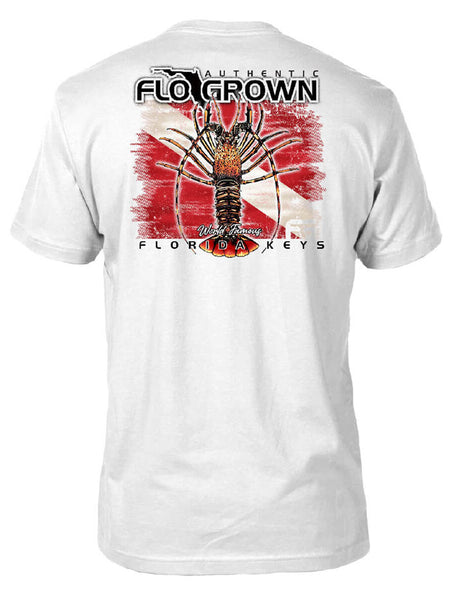 FloGrown FGM-1461 Spiny Lobster Dive Flag Tee White back view. If you need any assistance with this item or the purchase of this item please call us at five six one seven four eight eight eight zero one Monday through Saturday 10:00a.m EST to 8:00 p.m EST