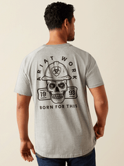 Ariat 10054443 Mens Rebar Cotton Strong Hardhead T-Shirt Heather Grey back view. If you need any assistance with this item or the purchase of this item please call us at five six one seven four eight eight eight zero one Monday through Saturday 10:00a.m EST to 8:00 p.m EST