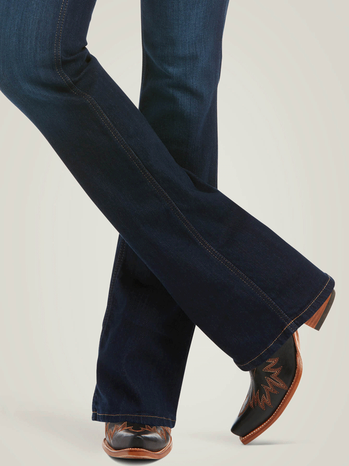 Ariat 10036813 Womens REAL High Rise Ballary Boot Cut Jean Pennsylvania Navy front view. If you need any assistance with this item or the purchase of this item please call us at five six one seven four eight eight eight zero one Monday through Saturday 10:00a.m EST to 8:00 p.m EST
