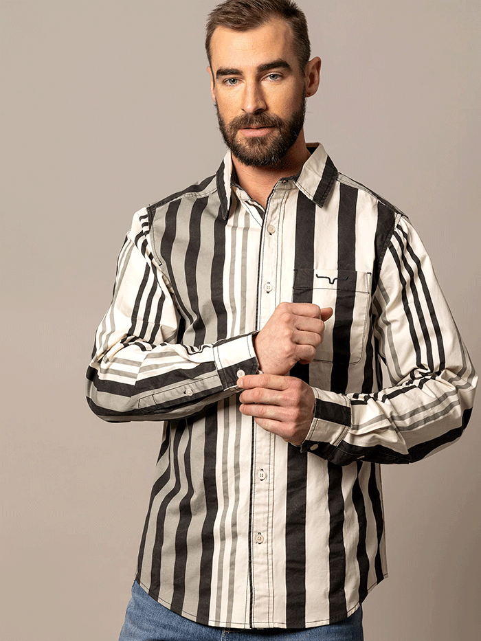 Kimes Ranch 1992 Mens Long Sleeve Dress Shirt Black front view. If you need any assistance with this item or the purchase of this item please call us at five six one seven four eight eight eight zero one Monday through Saturday 10:00a.m EST to 8:00 p.m EST