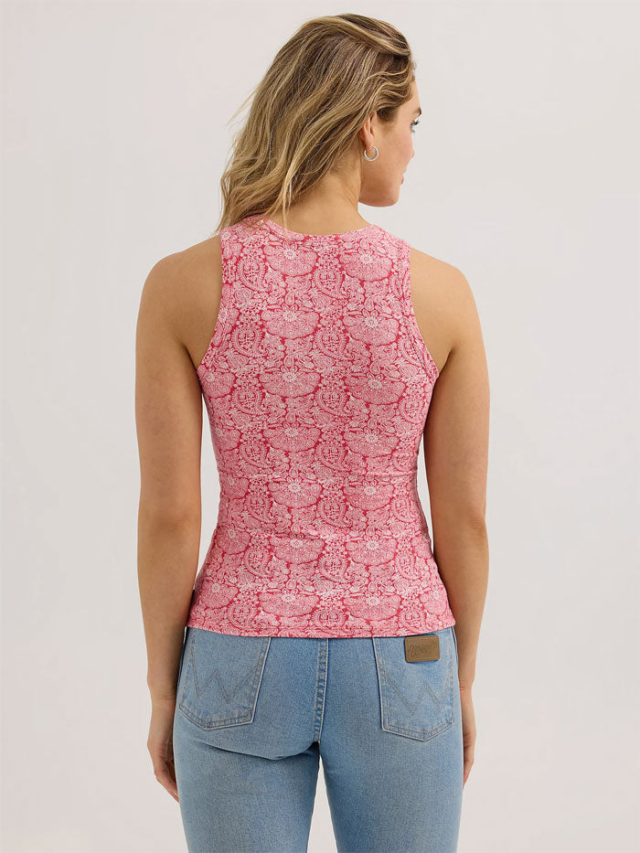 Wrangler 112364385 Womens Printed Slim Goddess Tank Red Bandana front view. If you need any assistance with this item or the purchase of this item please call us at five six one seven four eight eight eight zero one Monday through Saturday 10:00a.m EST to 8:00 p.m EST