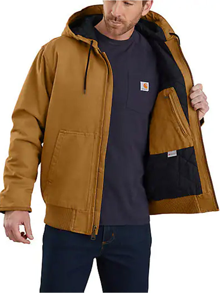 Carhartt 104050-BRN Mens Washed Duck Insulated Active Jac Brown front view. If you need any assistance with this item or the purchase of this item please call us at five six one seven four eight eight eight zero one Monday through Saturday 10:00a.m EST to 8:00 p.m EST