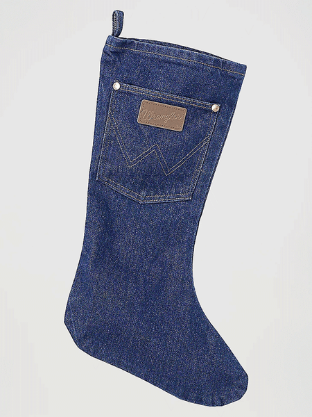 Wrangler 1WRCHST Denim Christmas Stocking Blue front view. If you need any assistance with this item or the purchase of this item please call us at five six one seven four eight eight eight zero one Monday through Saturday 10:00a.m EST to 8:00 p.m EST