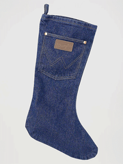 Wrangler 1WRCHST Denim Christmas Stocking Blue front view. If you need any assistance with this item or the purchase of this item please call us at five six one seven four eight eight eight zero one Monday through Saturday 10:00a.m EST to 8:00 p.m EST