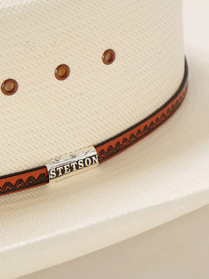 Stetson SSHYWD-664281 HAYWOOD 10X Straw Cowboy Hat Natural side / front view. If you need any assistance with this item or the purchase of this item please call us at five six one seven four eight eight eight zero one Monday through Saturday 10:00a.m EST to 8:00 p.m EST