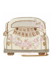 Mary Frances BAG S002-367 JUST MARRIED Crossbody Bag Ivory front view. If you need any assistance with this item or the purchase of this item please call us at five six one seven four eight eight eight zero one Monday through Saturday 10:00a.m EST to 8:00 p.m EST