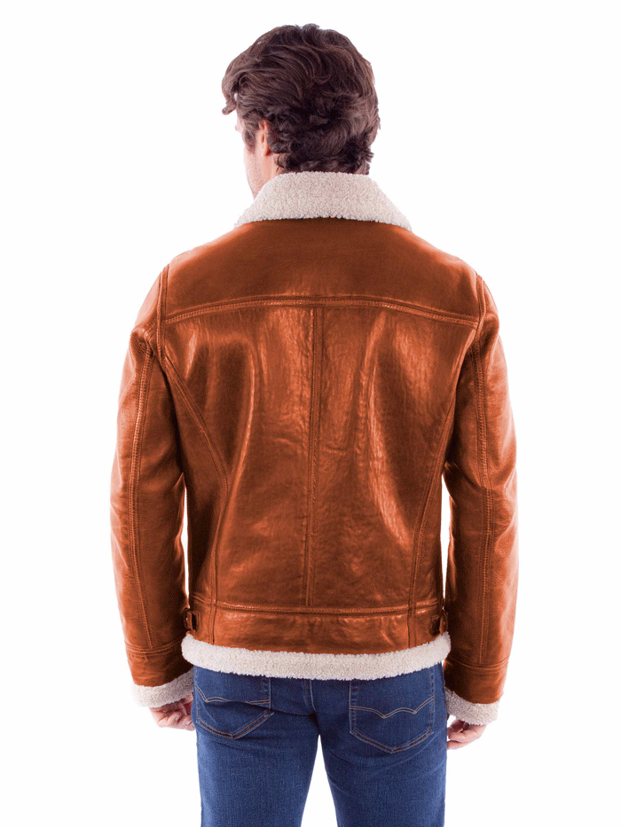 Scully 2049-93 Mens Zip Front Lined Leather Jacket Cognac front view. If you need any assistance with this item or the purchase of this item please call us at five six one seven four eight eight eight zero one Monday through Saturday 10:00a.m EST to 8:00 p.m EST