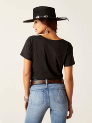 Ariat 10047602 Womens Geo Skull T-Shirt Black back view. If you need any assistance with this item or the purchase of this item please call us at five six one seven four eight eight eight zero one Monday through Saturday 10:00a.m EST to 8:00 p.m EST
