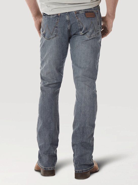 Wrangler 77MWZGL Mens Retro Slim Bootcut Jeans Greeley back view. If you need any assistance with this item or the purchase of this item please call us at five six one seven four eight eight eight zero one Monday through Saturday 10:00a.m EST to 8:00 p.m EST