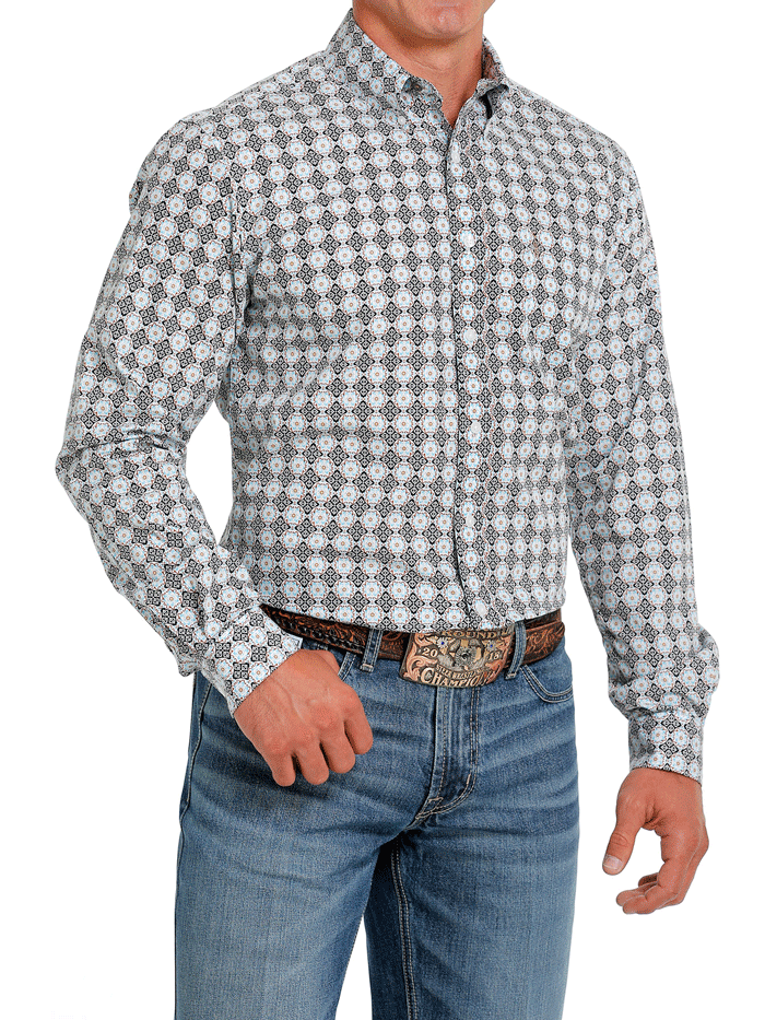 Cinch MTW1347081 Mens Printed Button Down Western Shirt Multicolor front view. If you need any assistance with this item or the purchase of this item please call us at five six one seven four eight eight eight zero one Monday through Saturday 10:00a.m EST to 8:00 p.m EST